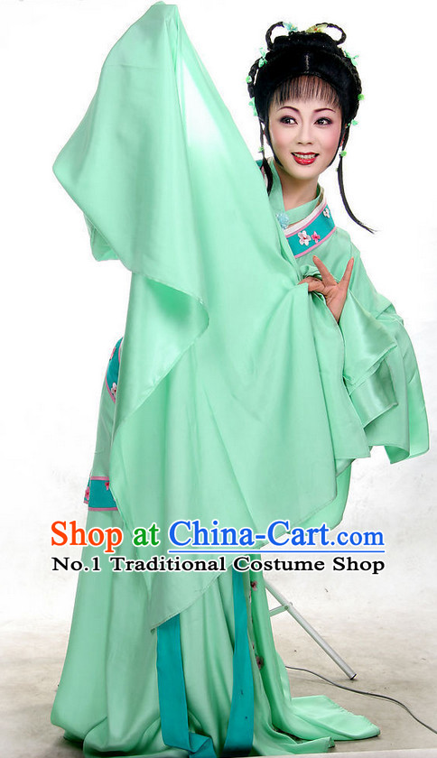 Chinese Traditional Dresses Theatrical Costumes Ancient Chinese Hanfu Fairy Costumes and Hair Accessories Complete Set