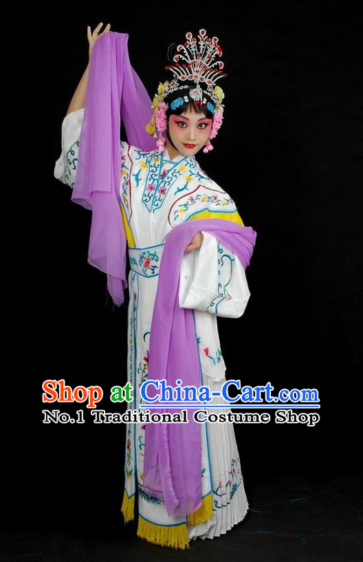 Chinese Traditional Dresses Theatrical Costumes Ancient Chinese Hanfu Fairy Costumes and Hair Accessories Complete Set