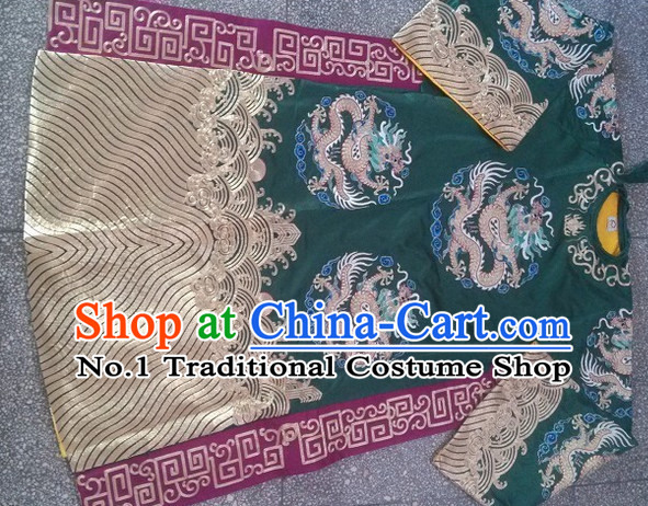 Green Ancient Chinese Beijing Opera Dragon Robe Costumes for Men