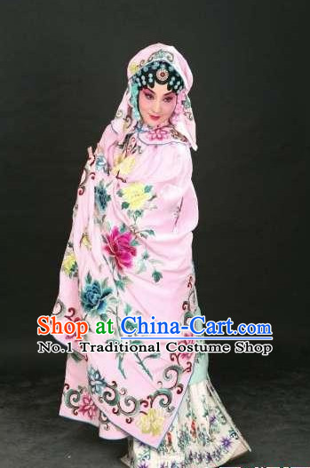 Ancient Chinese Beijing Opera Hua Dan Hua Tan Costumes and Hair Accessories Complete Set for Women
