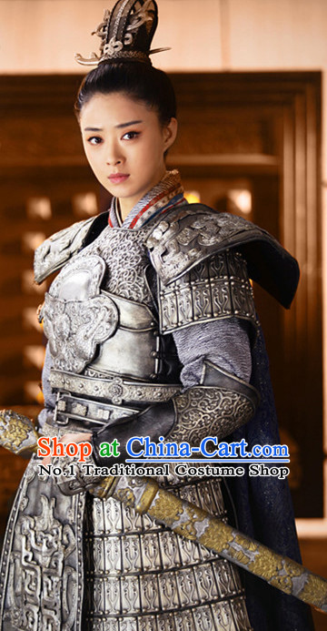 Ancient Chinese Heroine Armor Costumes Complete Set for Women