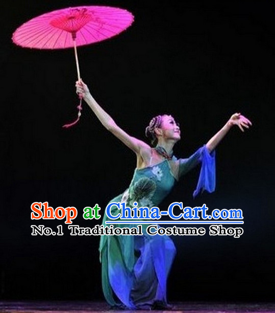 Chinese Umbrella Classical Dancing Costumes Complete Set for Women