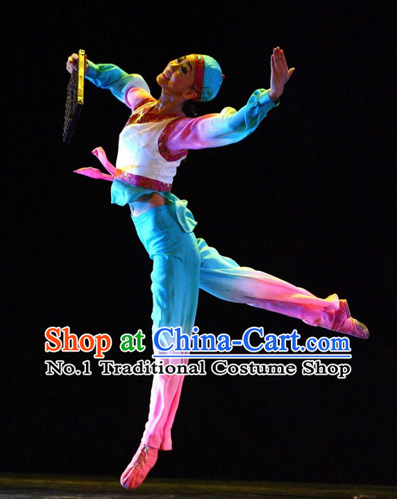 Asia Fashion Chinese Tea Boy Dance Costumes Dance Apparel and Hat Complete Set