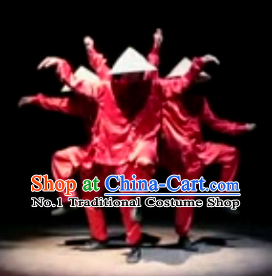 Awesome Chinese Dance Group Costumes and Hat Complete Set for Men