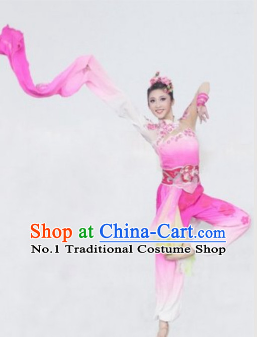 Chinese Classical Cherry Blossom Fairy Dance Costumes and Hair Accessories Complete Set