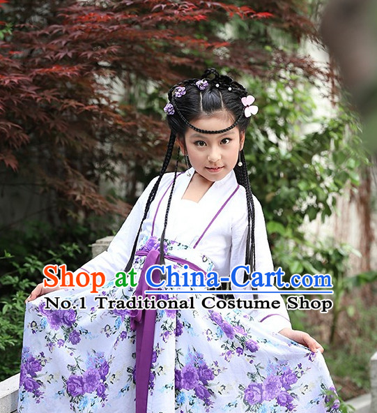 Traditional Chinese Lady Hanfu Costumes Complete Set for Kids