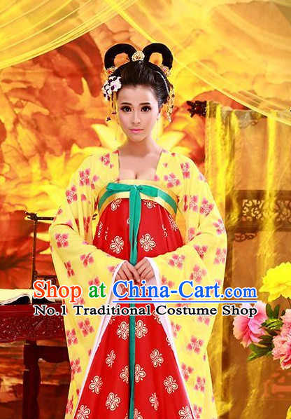 Chinese Classical Tang Dynasty Princess Clothes and Hair Accessories for Women