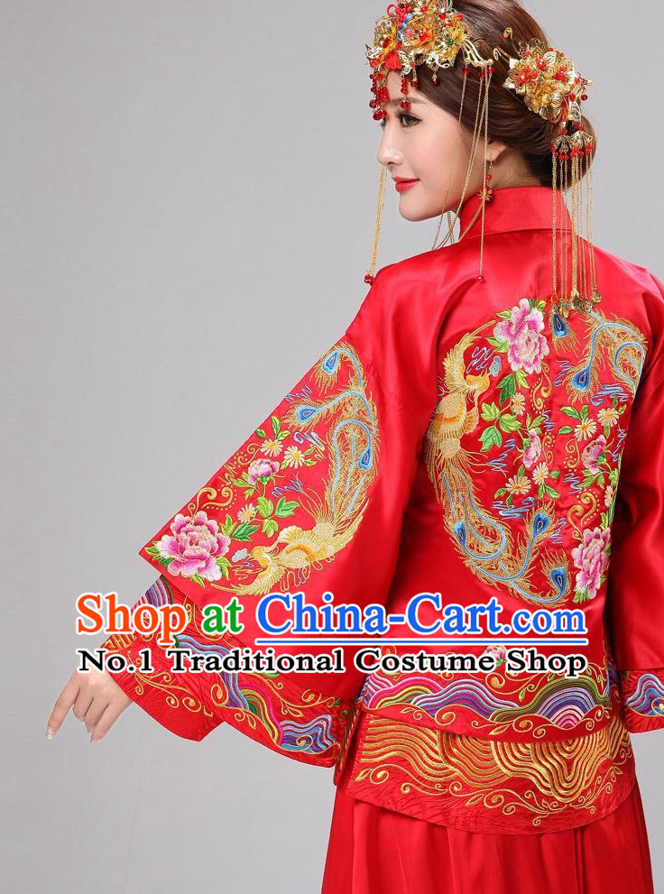 Chinese wedding dress traditional bridal costumes and hair accessories