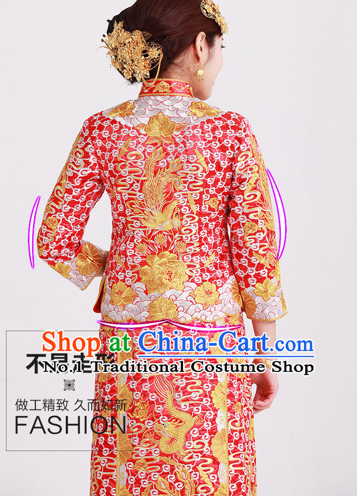 Chinese wedding dress traditional bridal costumes and hair accessories