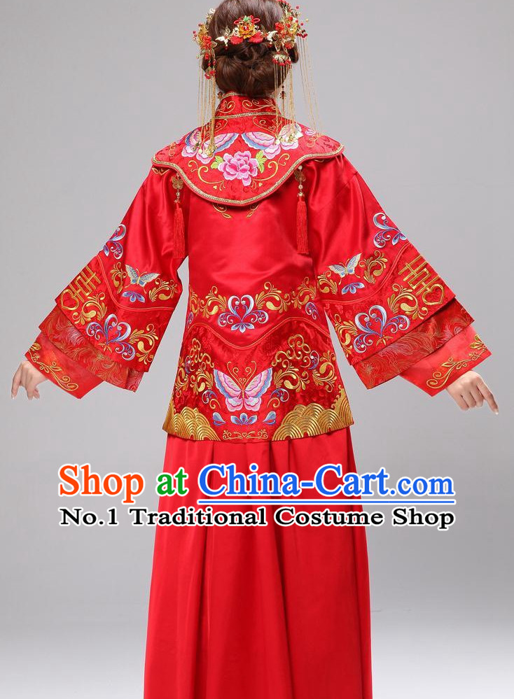 Chinese wedding dress traditional bridal costumes and hair accessories