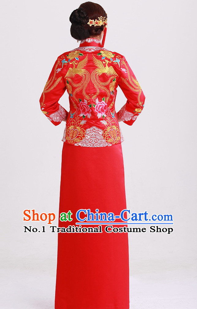 Chinese wedding dress traditional bridal costumes and hair accessories