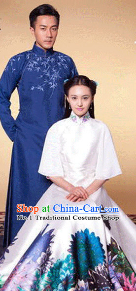 Traditional Chinese Long Mandarin Robe for Men