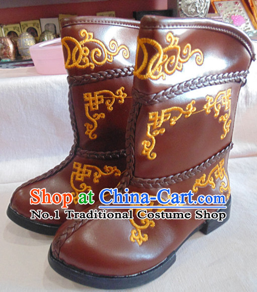 Traditional Mongolian Warm Winter Boots for Children