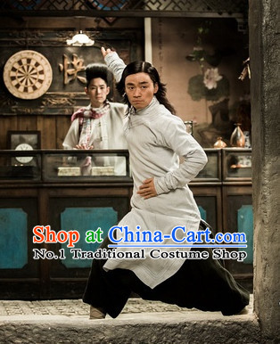 Traditional Chinese Kungfu Long Robe Martial Arts Costumes for Men