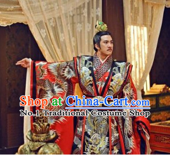Traditional Chinese Emperor Dragon Robe and Crown Complete Set for Men