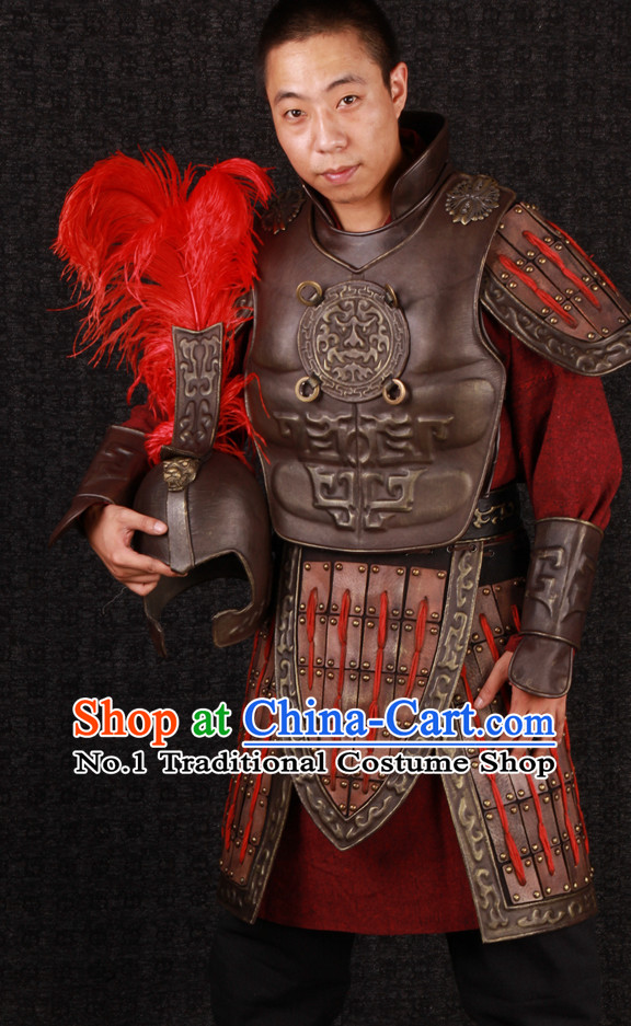 Ancient Chinese Superhero General Armor Clothing Suit and Helmet Complete Set for Men