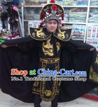 Ancient Chinese Black Dragon Embroidered Suit Complete Set for Men