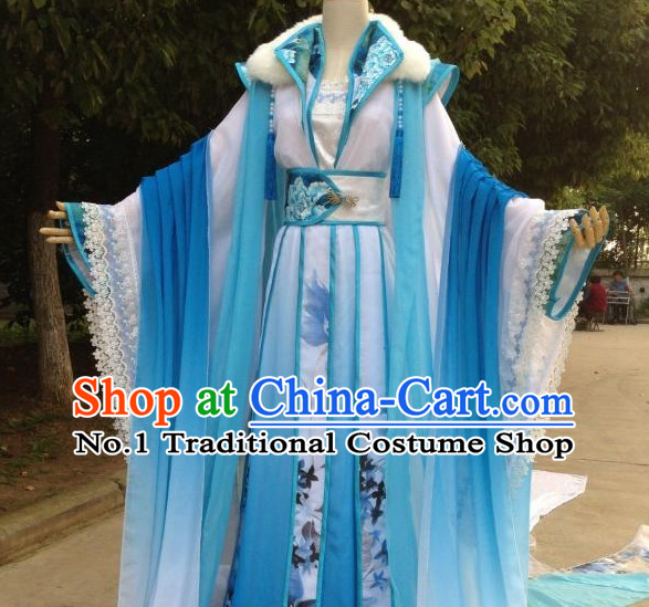 Blue Romantic Ancient Chinese Queen Costume Complete Set for Women