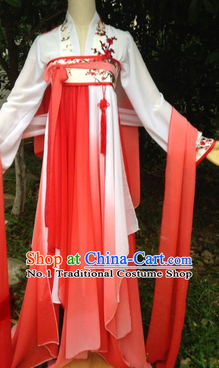 Red Ancient Chinese Dancer Costumes Complete Set for Women