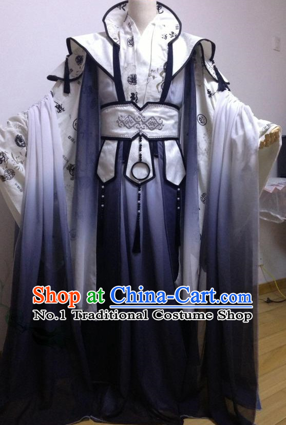 Black White Ancient Chinese Princess Clothes Complete Set for Women