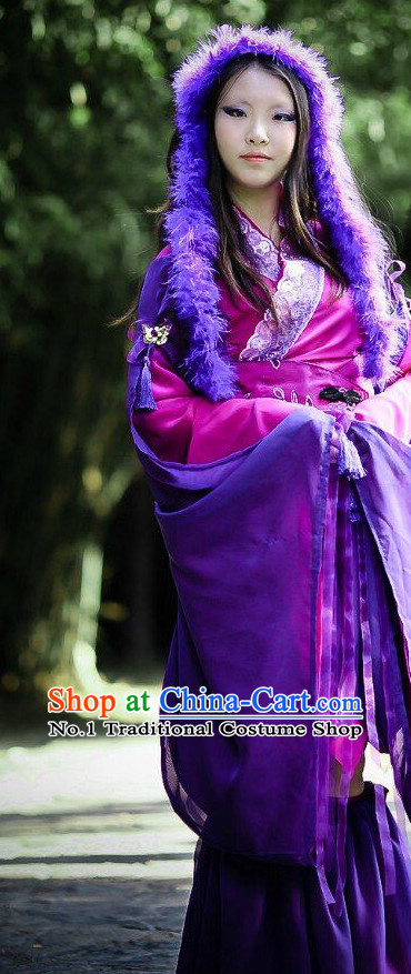 Purple Ancient Chinese Swordwoman Clothes Complete Set for Women