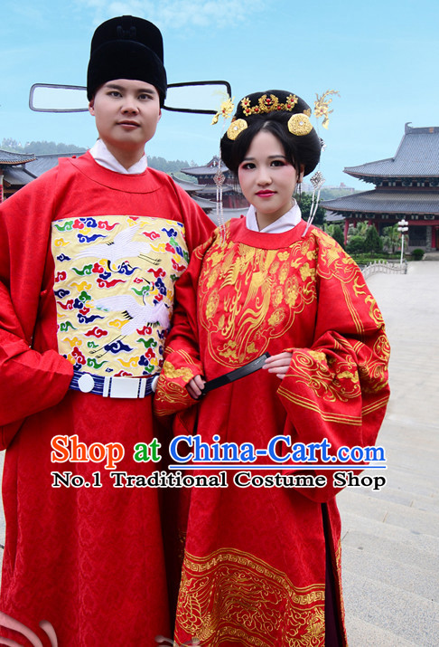 Ancient Chinese Traditional Bridal Wedding Ceremonial Dresses for Men and Women