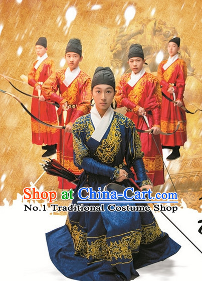 Ancient Chinese Ming Dynasty Bodyguard Costumes and Hat Full Set for Men