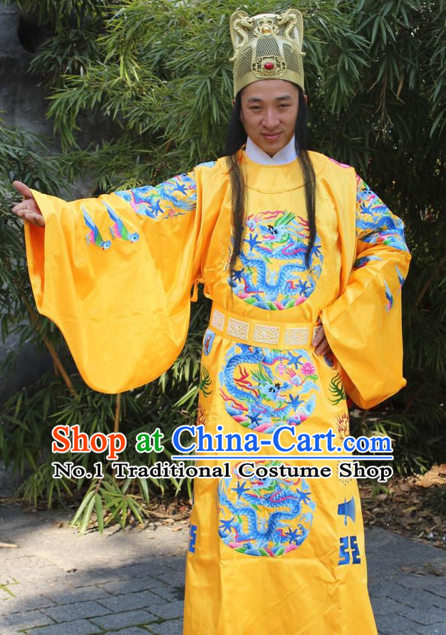 Ancient Chinese Ming Dynasty Emperor Robe and Hat Complete Set for Men