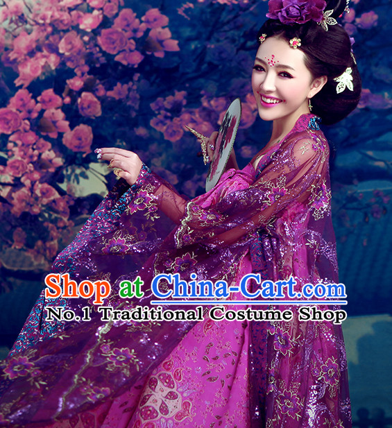 Ancient Chinese Queen Clothing and Hair Accessories Complete Set for Women