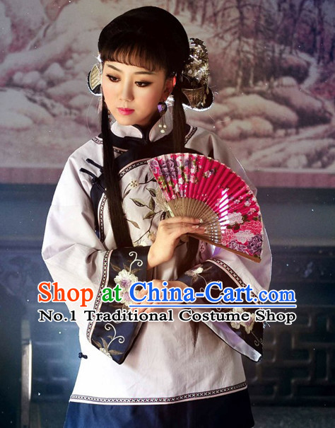 Traditional Chinese Minguo Time Mandarin Clothes and Hair Jewelry Complete Set
