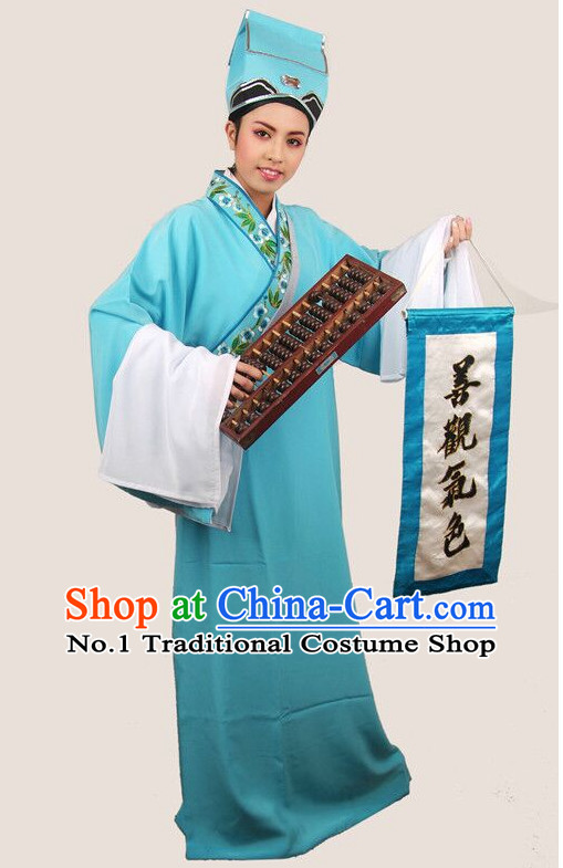 Chinese Ancient Fortune Teller Costumes and Hat Complete Set