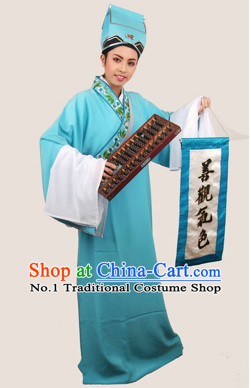 Chinese Ancient Fortune Teller Costumes and Hat Complete Set