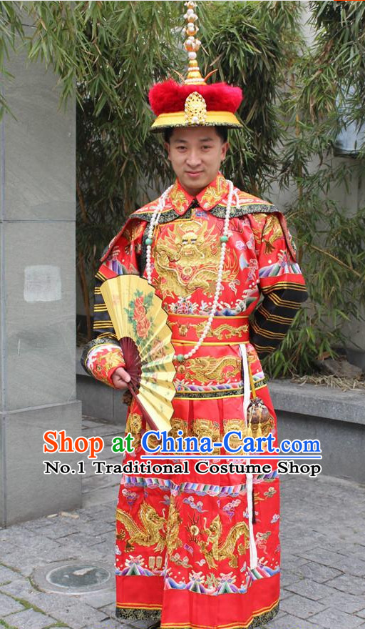 Chinese Ancient Emperor Costumes and Crown Complete Set for Men