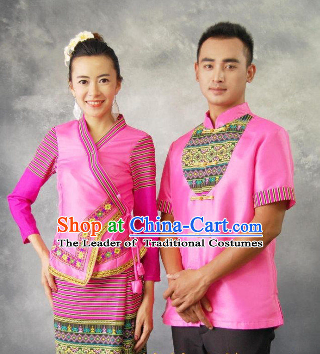 Traditional Thailand Customs Male and Female Clothes 2 Sets