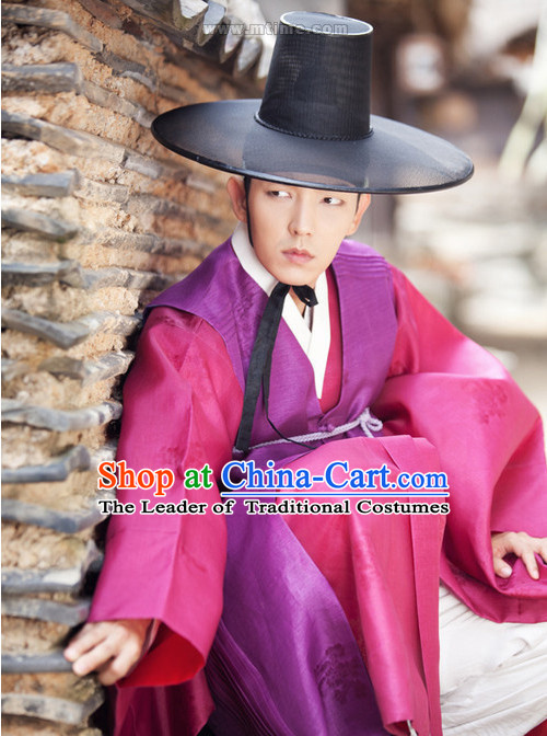 Ancient Korean Lover Costume and Hat Complete Set for Men
