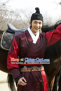 Ancient Korean Prince Riding Horse Dresswear Han Bok and Headband for Men