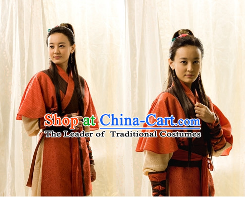 Ancient Korean Female Bodyguard Costume and Headband Complete Set