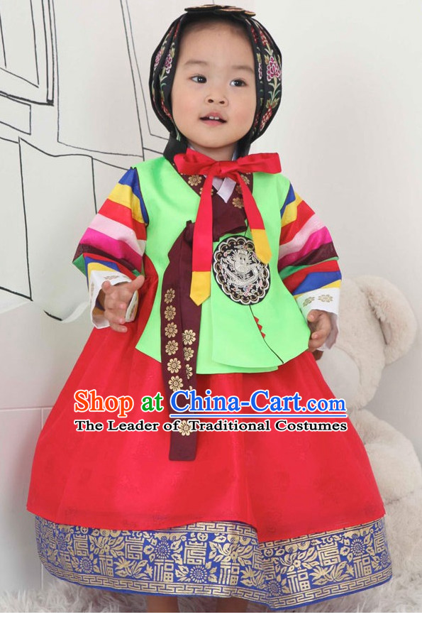 Korean Fashion Princess Hanbok and Hair Accessories Complete Set for Children