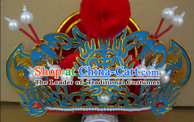 Red Ancient Chinese Peking Opera Zhong Kui Hat