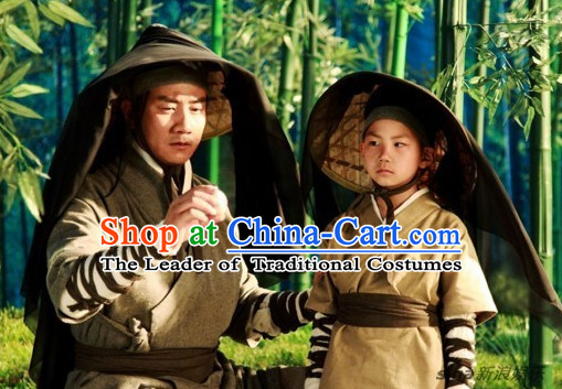 Ancient Chinese Superhero Swordman Costume 2 Sets for Father and Son