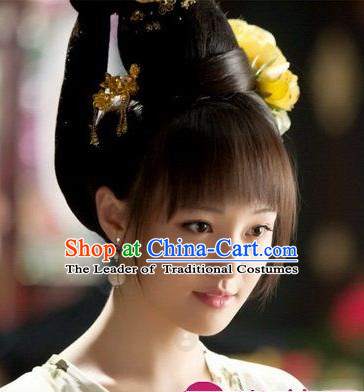 Ancient Chinese Princess Bun, Whole Wig and Hair Accessories