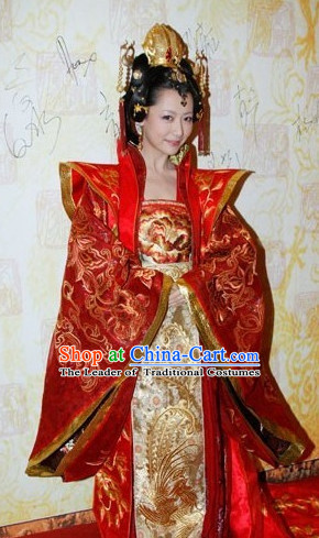 Chinese Ancient Empress Clothing and Hair Jewelry Comoplete Set