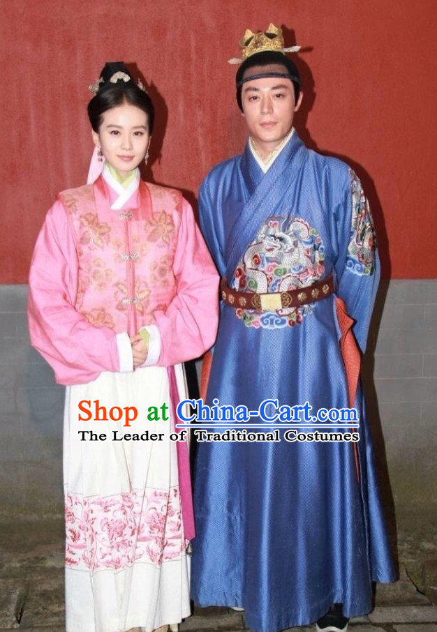 Ming Dynasty Emperor and Doctor Costumes and Hair Accessories Complete Set 2 Sets