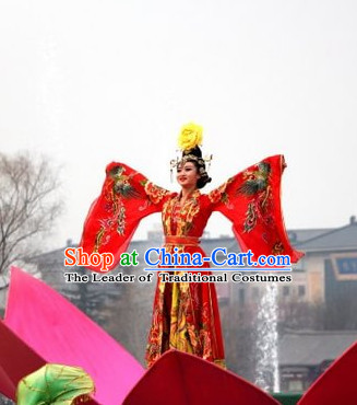 Ancient Chinese Tang Dynasty Palace Dancer Costumes and Hair Accessories Complete Set.