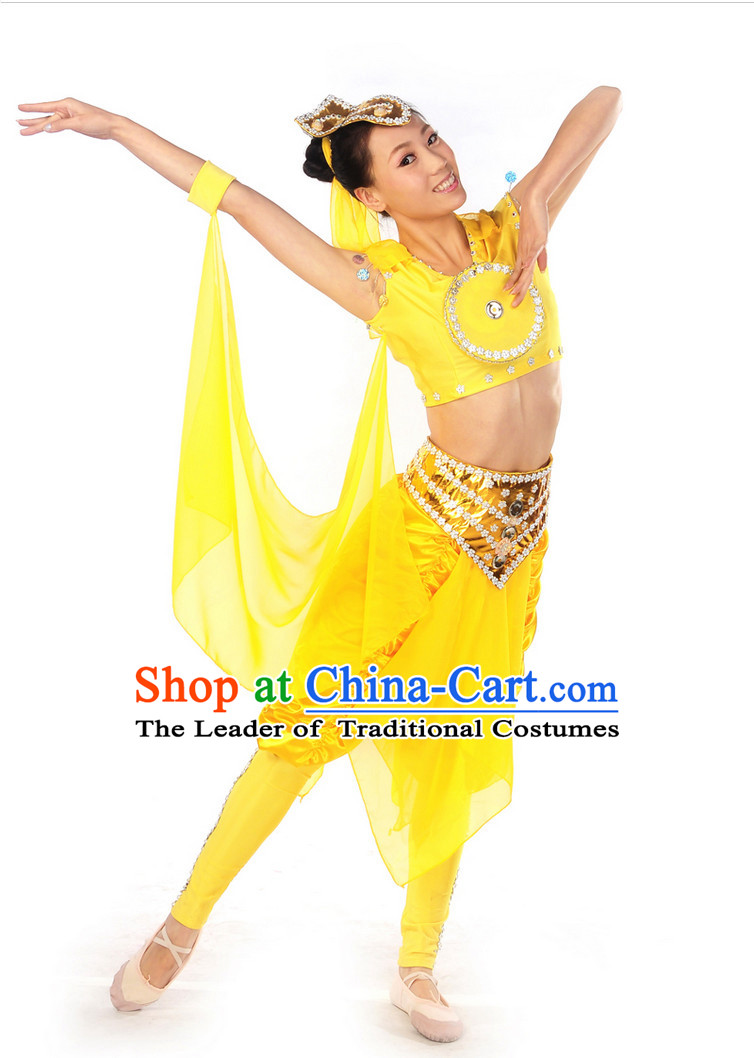 Chinese Ancient Drum Dancing Costume and Headwear Complete Set for Women