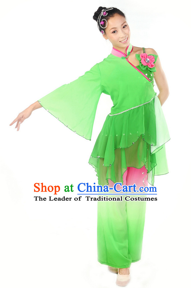 Asian Lotus Classic Dancewear and Headwear Complete Set for Women