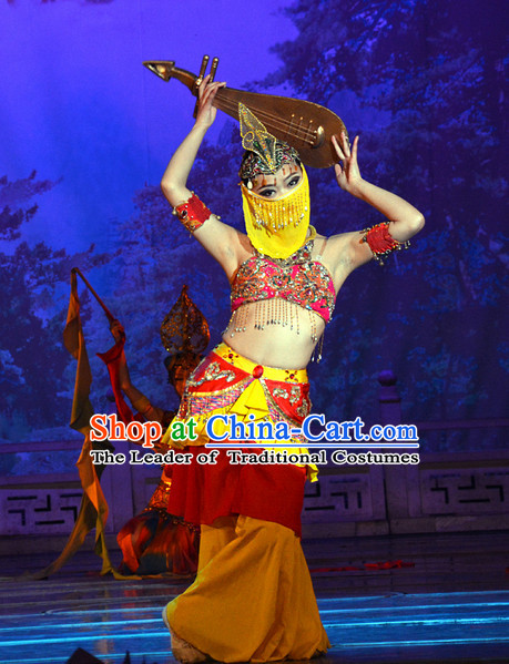 Tang Dynasty Foreigner Dance Costume and Headwear Complete Set for Ladies