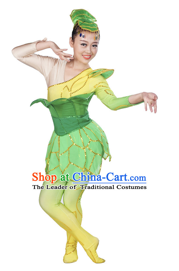 Stage Performance Pant Tree Costume and Headwear for Women