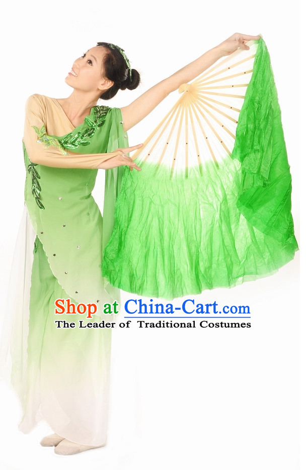 White Green Classical Dance Uniform for Women