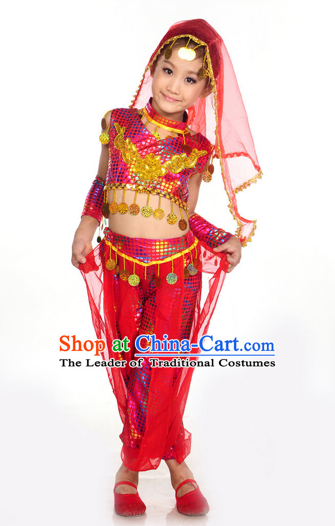 Xinjiang Dance Costumes and Veil for Kids